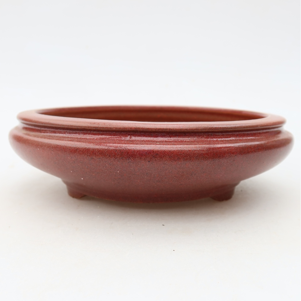 Pot à bonsaï en céramique 15 x 15 x 5 cm, couleur bordeaux