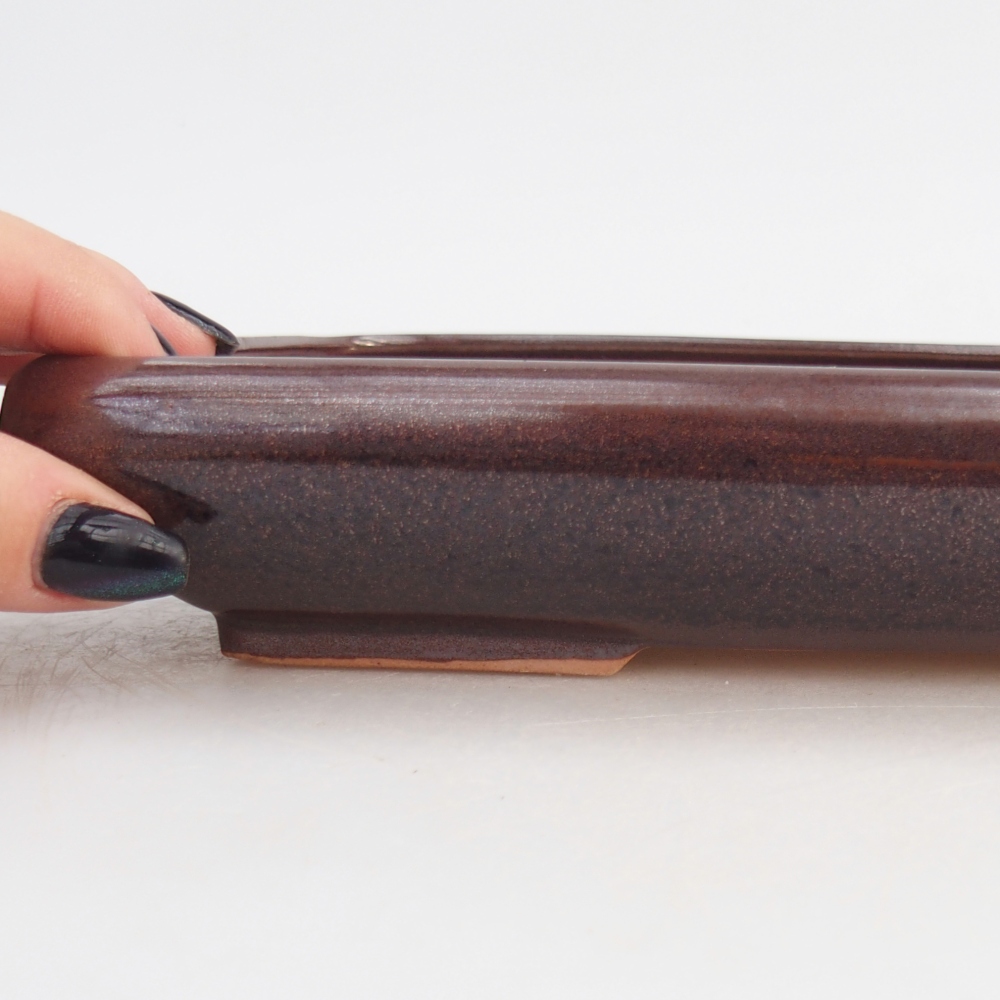 Bol à bonsaï en céramique 24 x 17,5 x 4 cm, brun