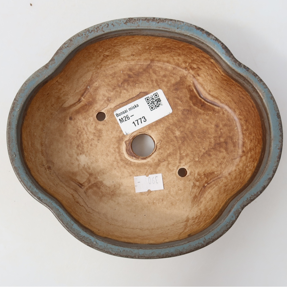 Pot à bonsaï en céramique 17,5 x 15,5 x 5,5 cm, couleur bleue