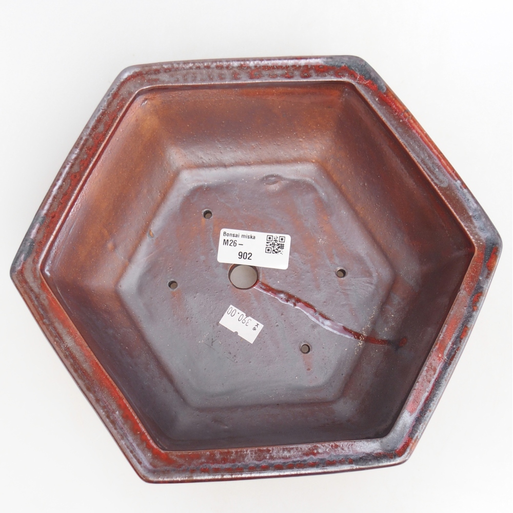 Bol à bonsaï en céramique 24,5 x 22 x 7,5 cm, couleur noir rouge