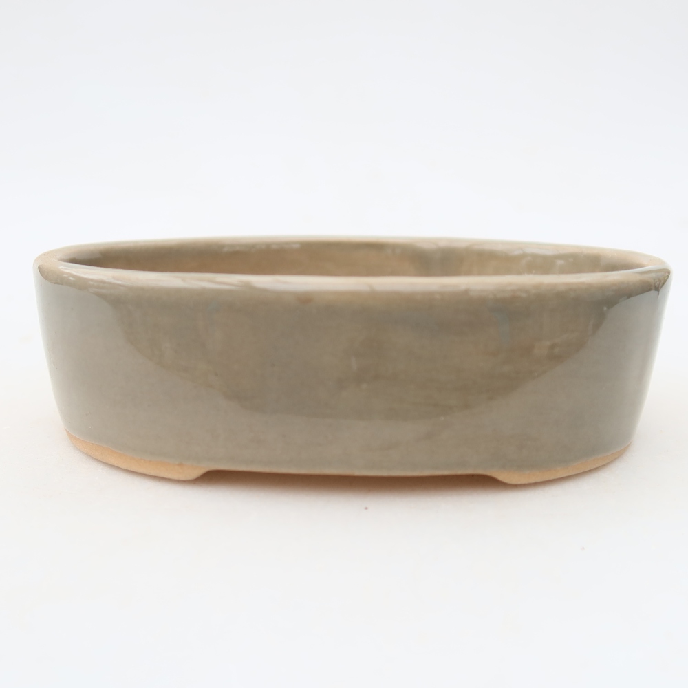 Pot à bonsaï en céramique 13 x 10 x 3,5 cm, couleur grise