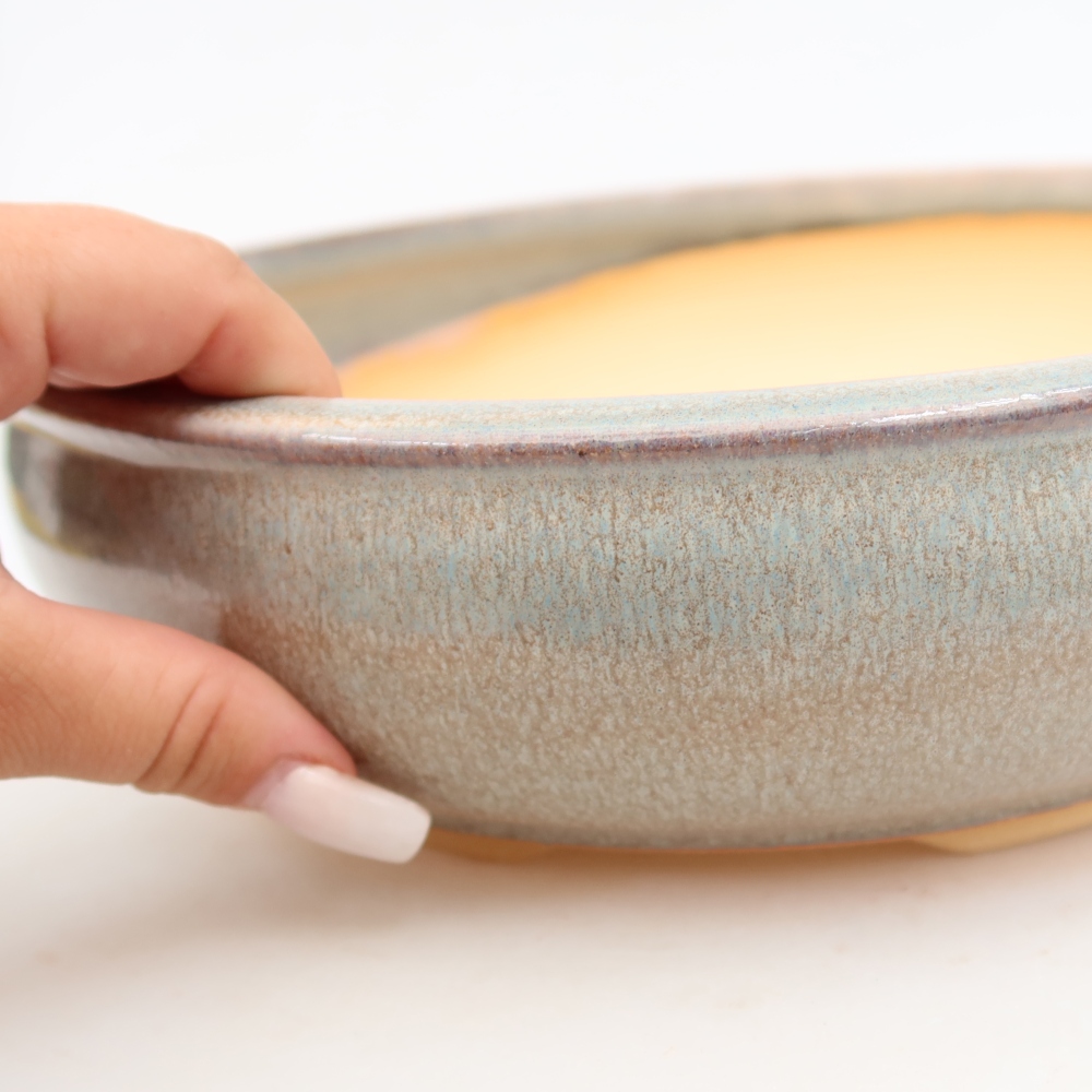 Pot à bonsaï en céramique 27 x 27 x 7,5 cm, couleur grise
