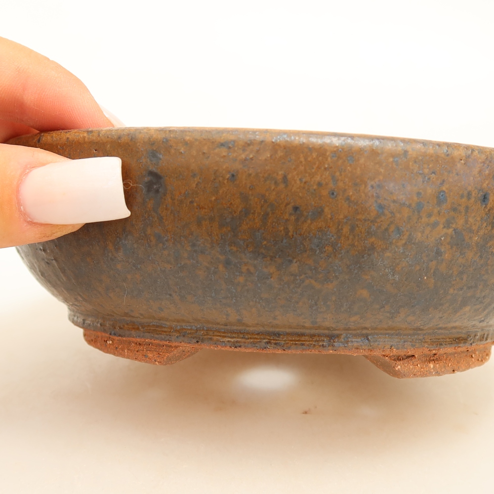 Pot à bonsaï en céramique 14,5 x 14,5 x 4,5 cm, couleur marron
