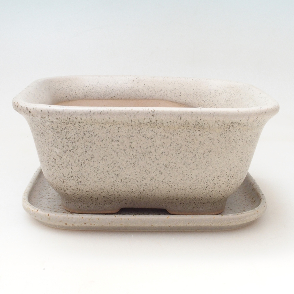 Bol bonsaï + soucoupe H37 - 14,5x13x6,5 cm - beige