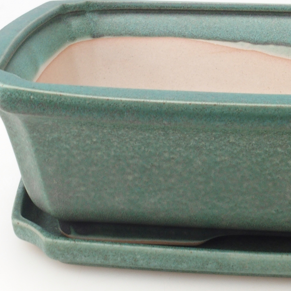 Bol bonsaï + soucoupe H07 - 30 x 20,5 x 8 cm - vert