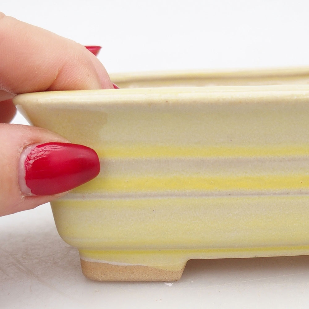 Bol à bonsaï en céramique 13,5 x 10 x 4,5 cm, jaune