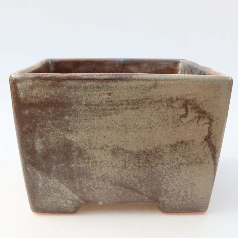 Pot à bonsaï en céramique 15,5 x 15,5 x 11 cm, couleur marron
