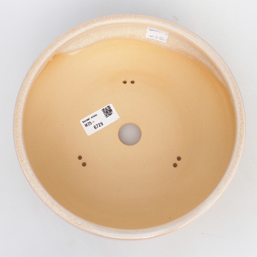 Bol à bonsaï en céramique 21,5 x 21,5 x 7,5 cm, couleur beige