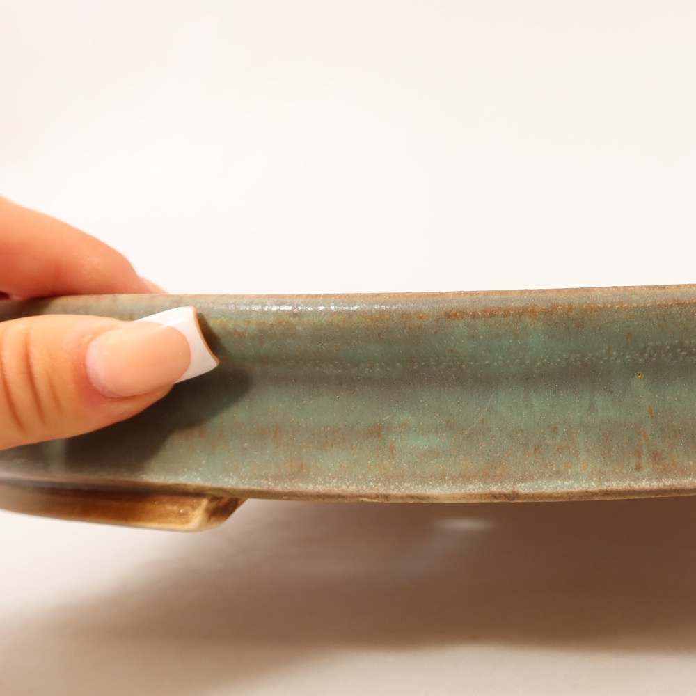 Pot à bonsaï en céramique 30,5 x 26,5 x 4 cm, couleur verte
