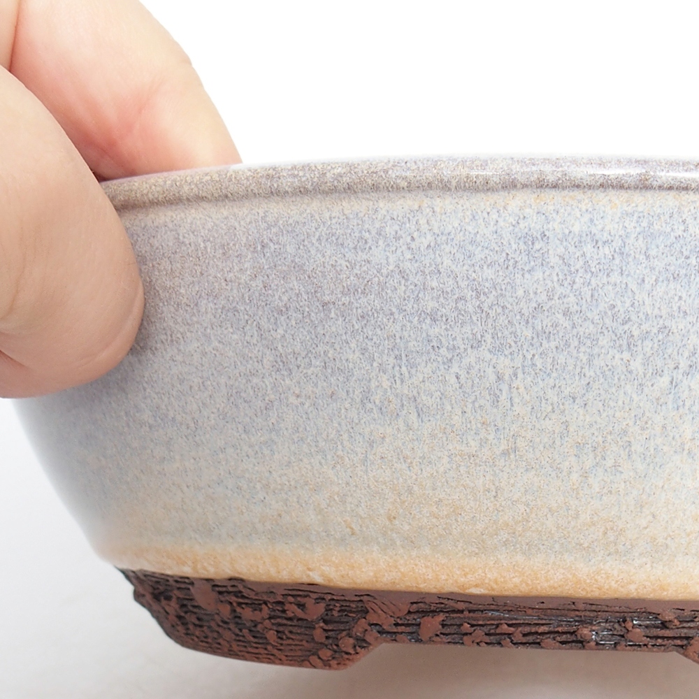 Bol à bonsaï en céramique 19,5 x 19,5 x 6,5 cm, couleur bleu