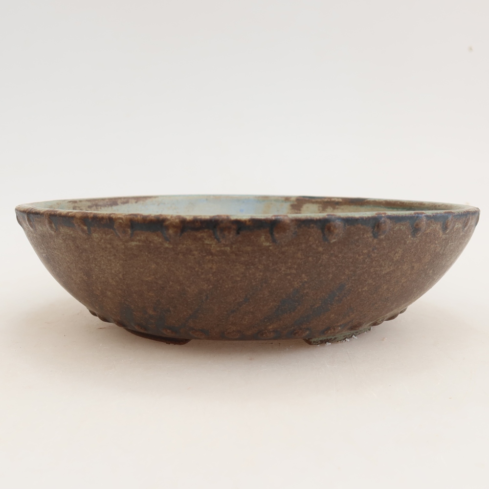 Bol à bonsaï en céramique 17,5 x 17,5 x 4,5 cm, brun