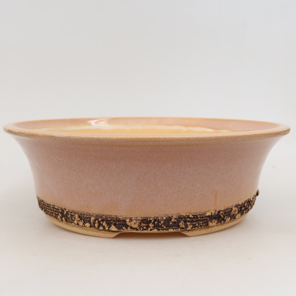 Pot à bonsaï en céramique 26,5 x 26,5 x 8 cm, couleur rose