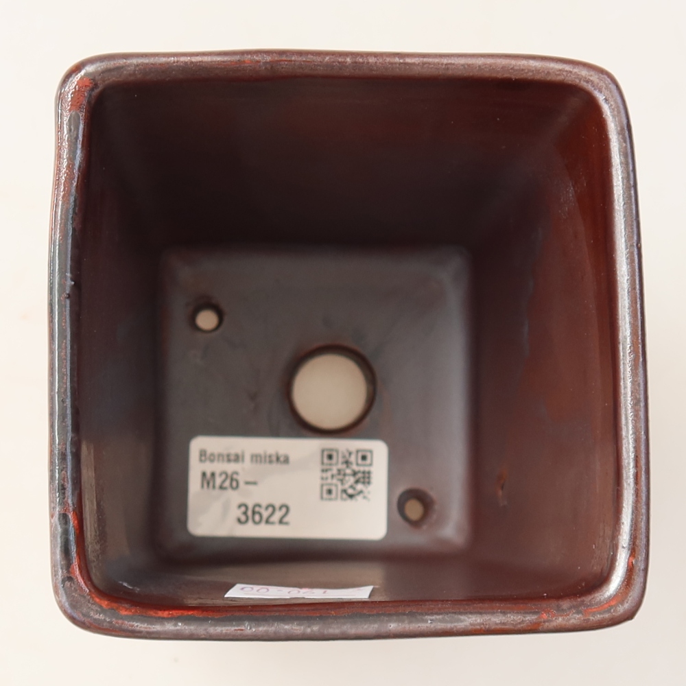 Pot à bonsaï en céramique 9 x 9 x 11,5 cm, couleur marron