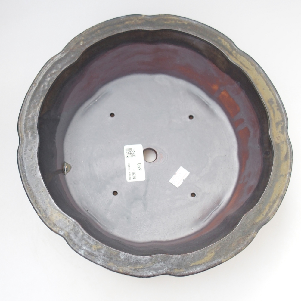 Bol à bonsaï en céramique 26,5 x 26,5 x 8 cm, brun