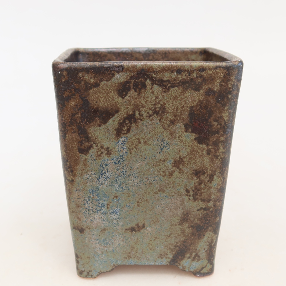 Pot à bonsaï en céramique 9 x 9 x 11,5 cm, couleur marron