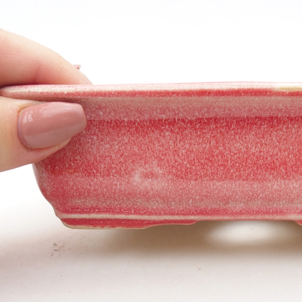 Bol à bonsaï en céramique 13,5 x 10 x 4 cm, couleur rouge