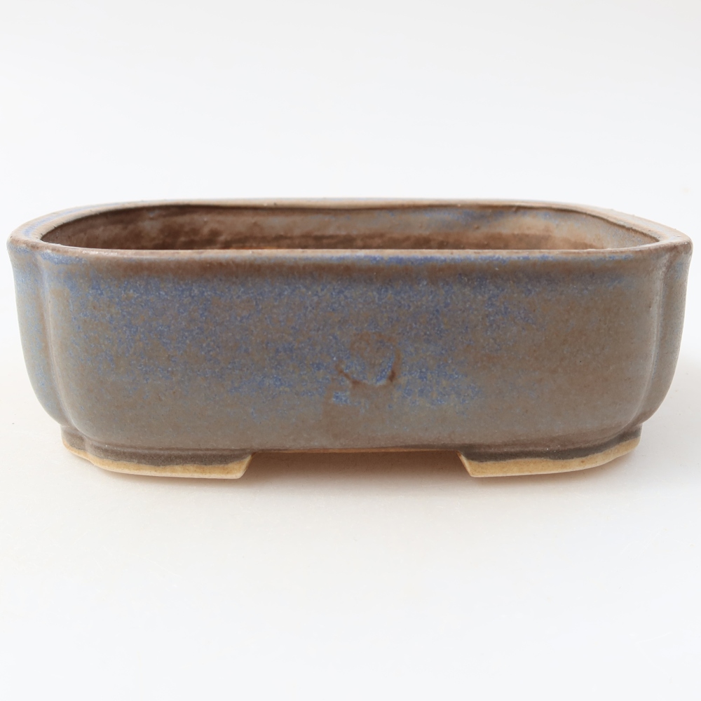 Pot à bonsaï en céramique 14 x 12 x 4 cm, couleur bleue