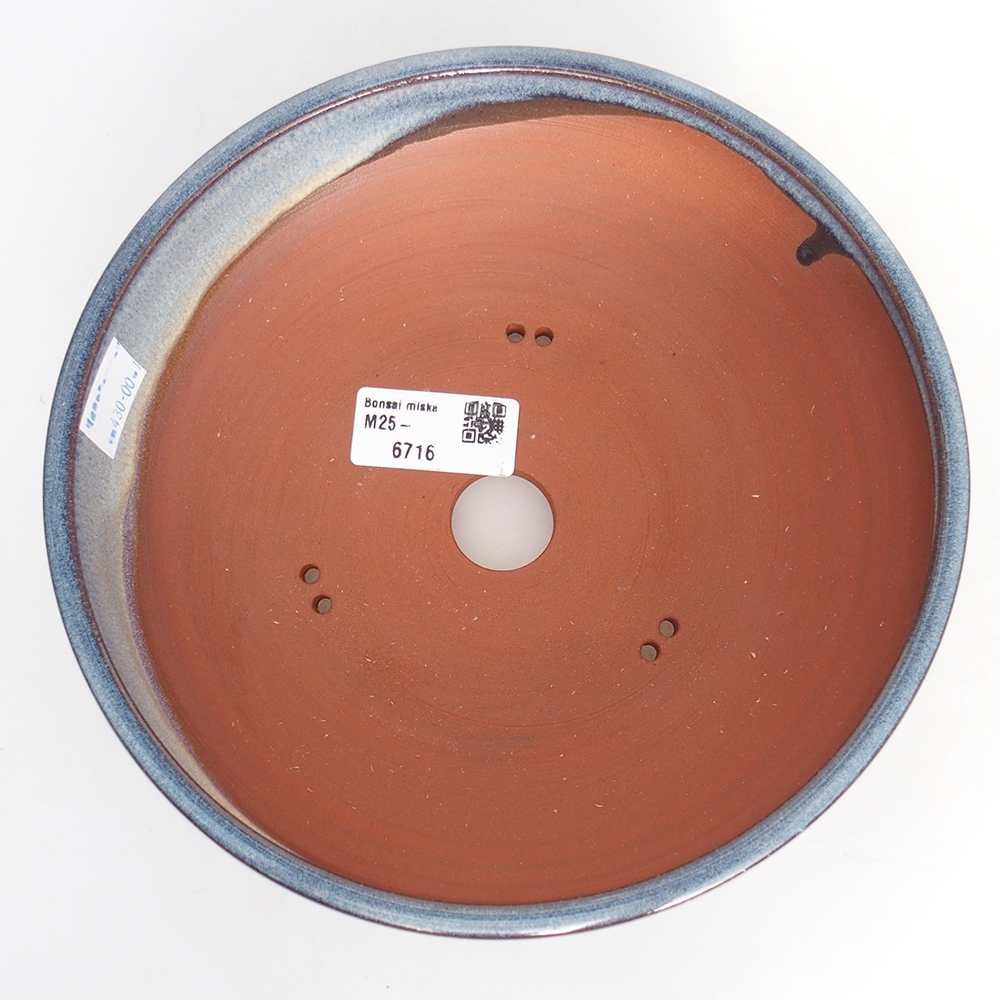 Bol à bonsaï en céramique 19,5 x 19,5 x 6 cm, couleur bleu