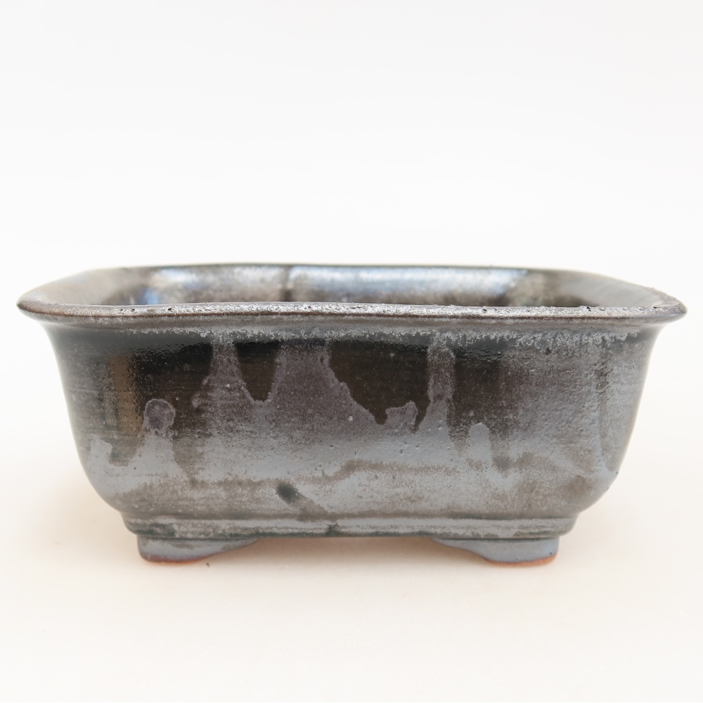 Bol à bonsaï en céramique 13,5 x 10,5 x 6 cm, couleur métal