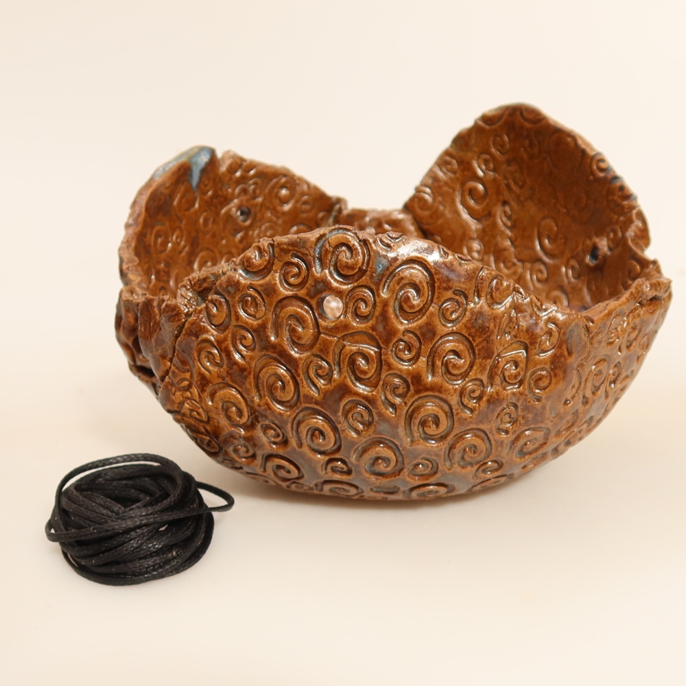 Coquille en céramique pour kokedama, 13 x 13 x 8 cm, couleur marron