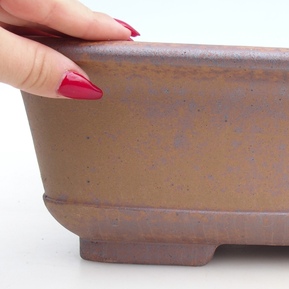 Bol à bonsaï en céramique 37 x 28 x 12 cm, couleur métal