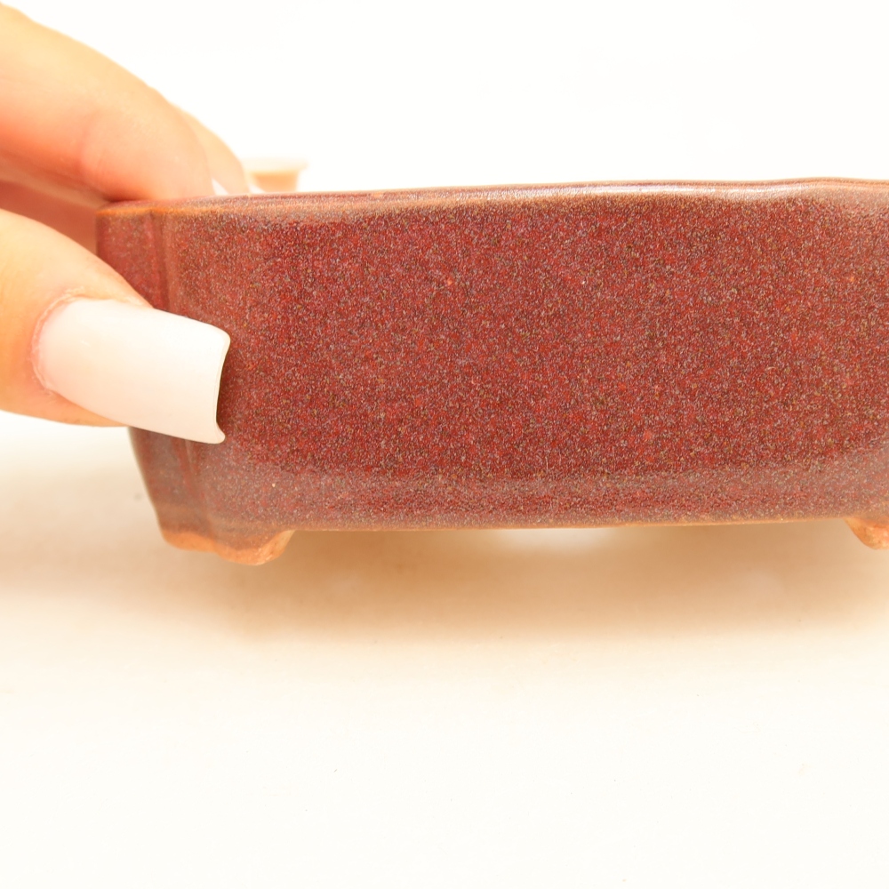 Pot à bonsaï en céramique 10,5 x 8 x 4 cm, couleur bordeaux
