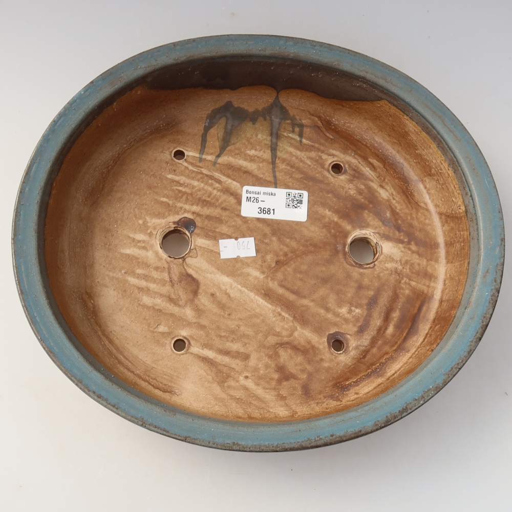 Pot à bonsaï en céramique 26 x 24 x 6 cm, couleur bleue