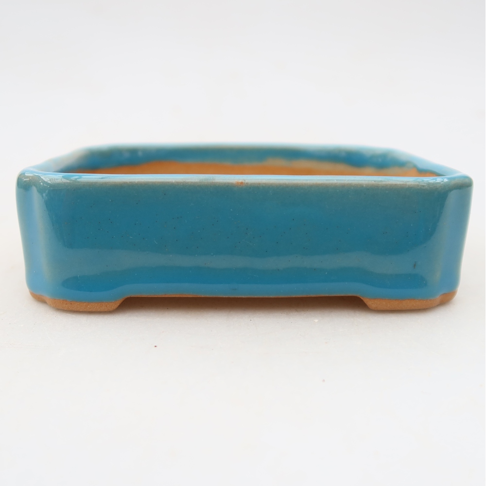 Pot à bonsaï en céramique 10,5 x 9 x 3 cm, couleur bleue