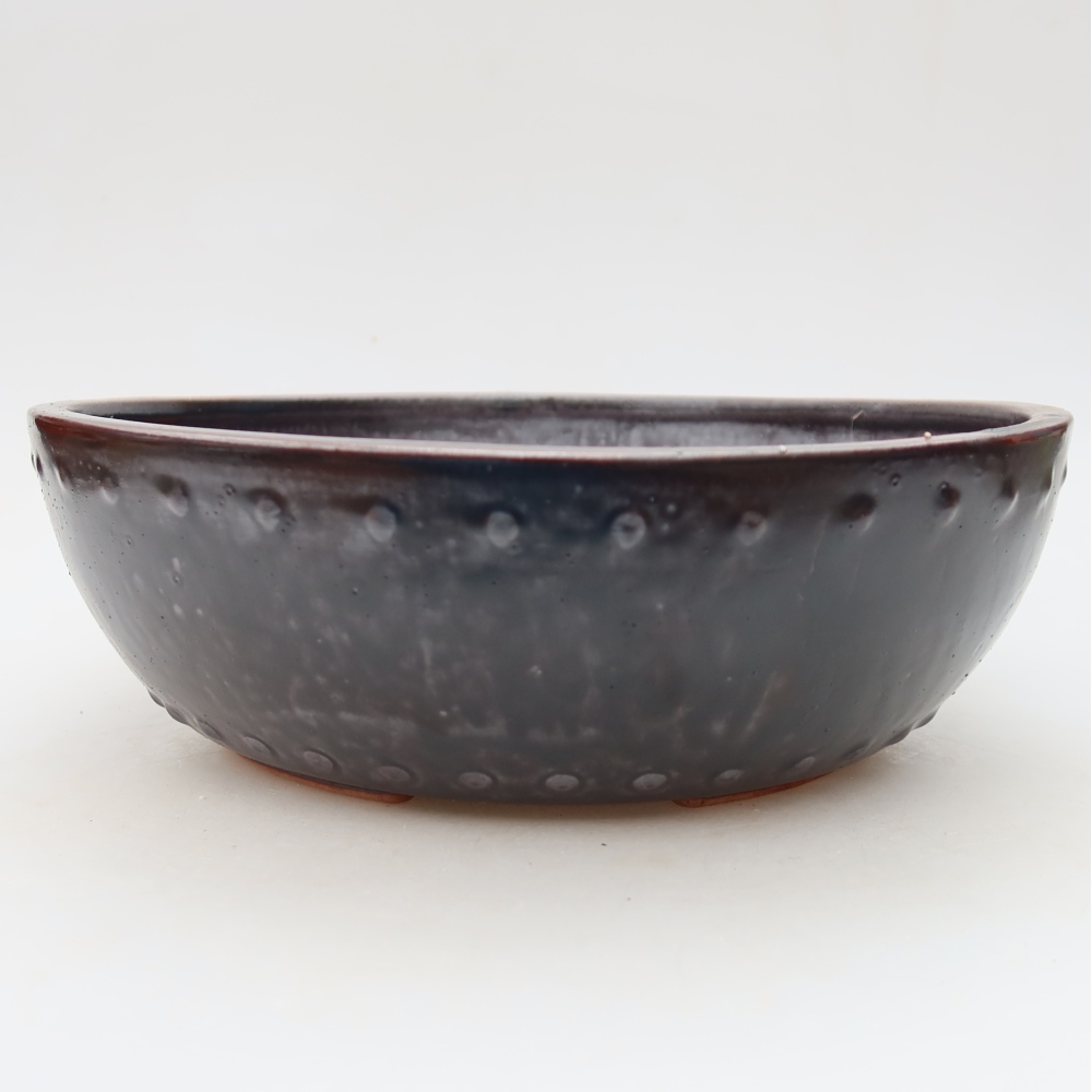 Pot à bonsaï en céramique 24 x 24 x 8 cm, couleur marron