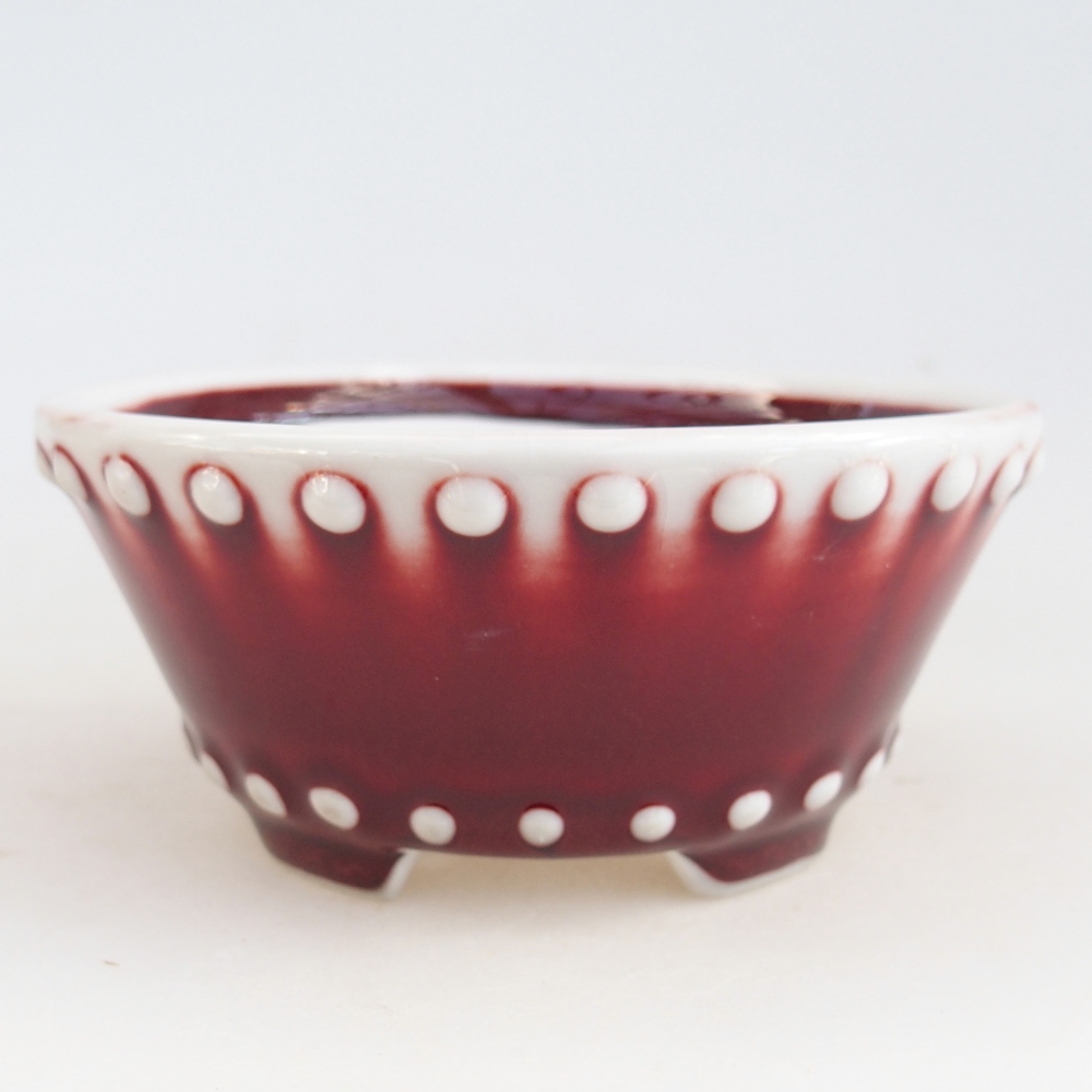 Bol à bonsaï en céramique 10,5 x 10,5 x 5 cm, couleur rouge