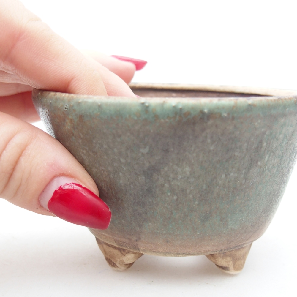 Bol à bonsaï en céramique 8,5 x 8,5 x 5 cm, vert