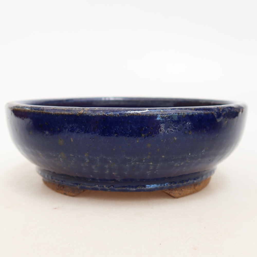 Pot à bonsaï en céramique 14,5 x 14,5 x 4,5 cm, couleur bleue