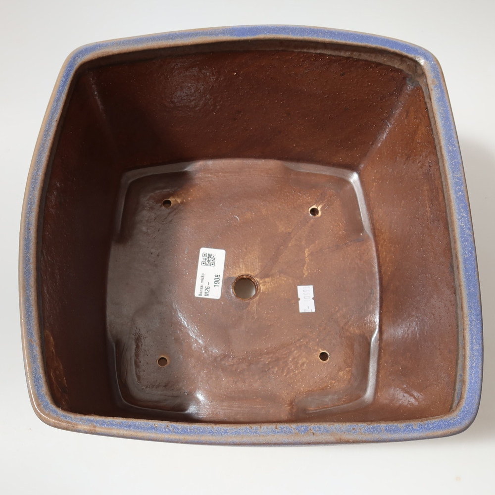 Pot à bonsaï en céramique 26,5 x 26,5 x 15,5 cm, couleur bleue