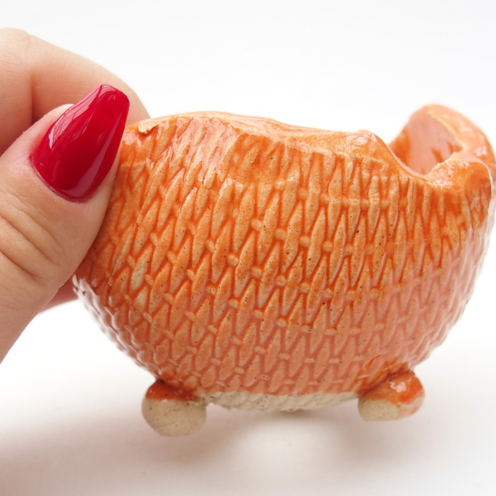 Coquille en céramique 8,5 x 8,5 x 6,5 cm , couleur orange