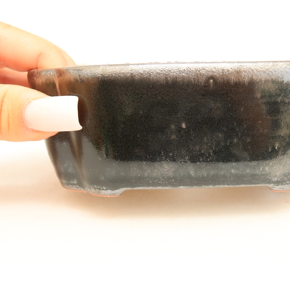 Pot à bonsaï en céramique 12,5 x 10 x 4,5 cm, couleur métallique