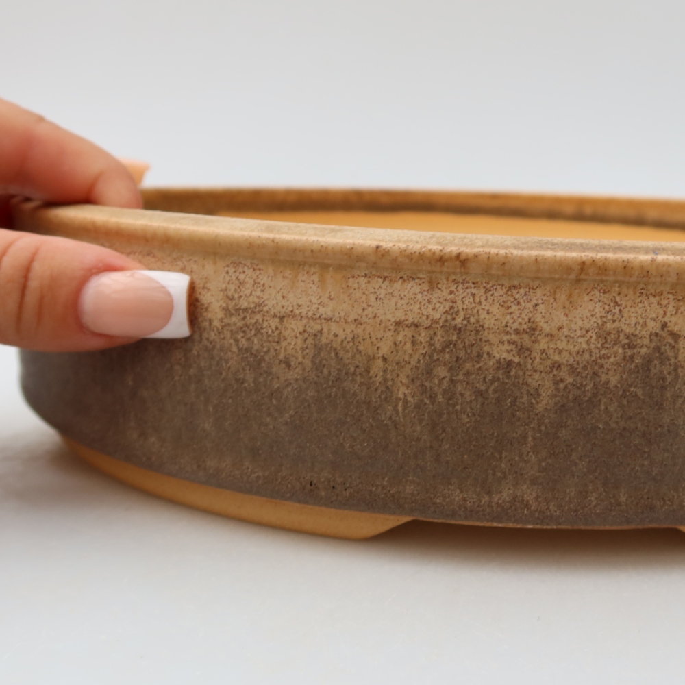 Pot à bonsaï en céramique 26,5 x 26,5 x 5,5 cm, couleur marron
