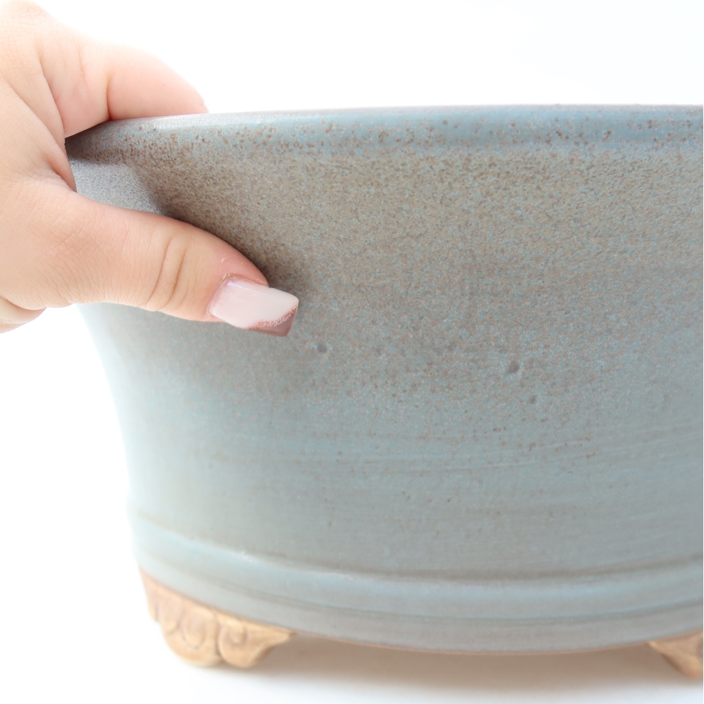 Pot à bonsaï en céramique 31,5 x 31,5 x 14,5 cm, couleur bleue