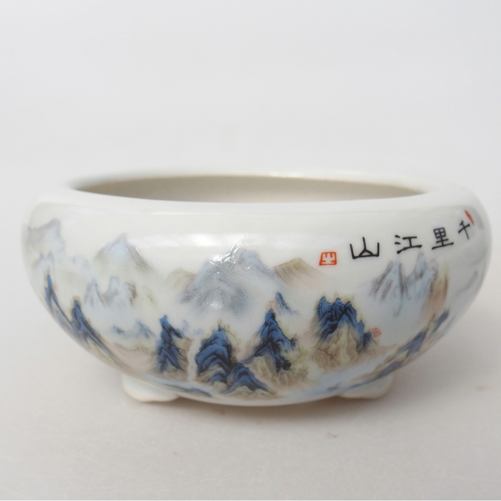 Bol à bonsaï en céramique 10 x 10 x 5 cm, couleur blanc