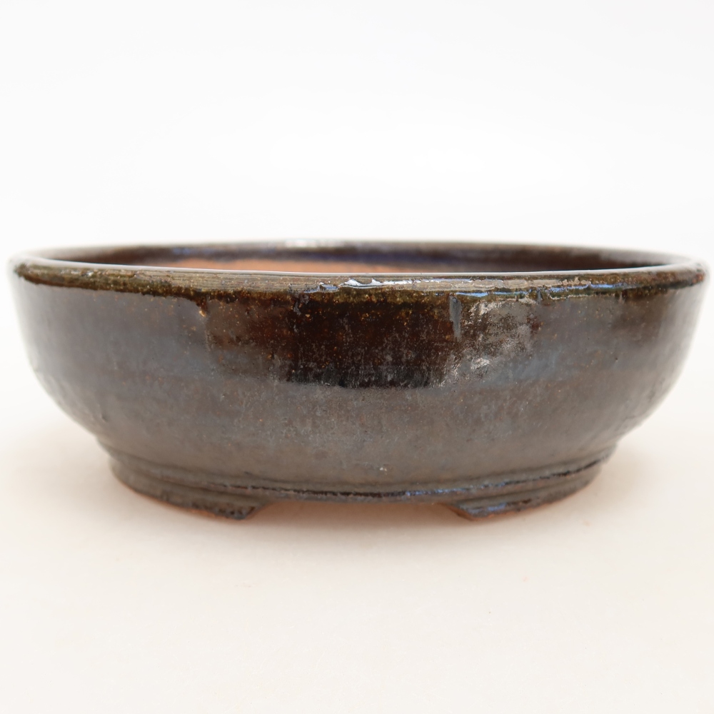 Bol à bonsaï en céramique 15,5 x 15,5 x 5 cm, brun