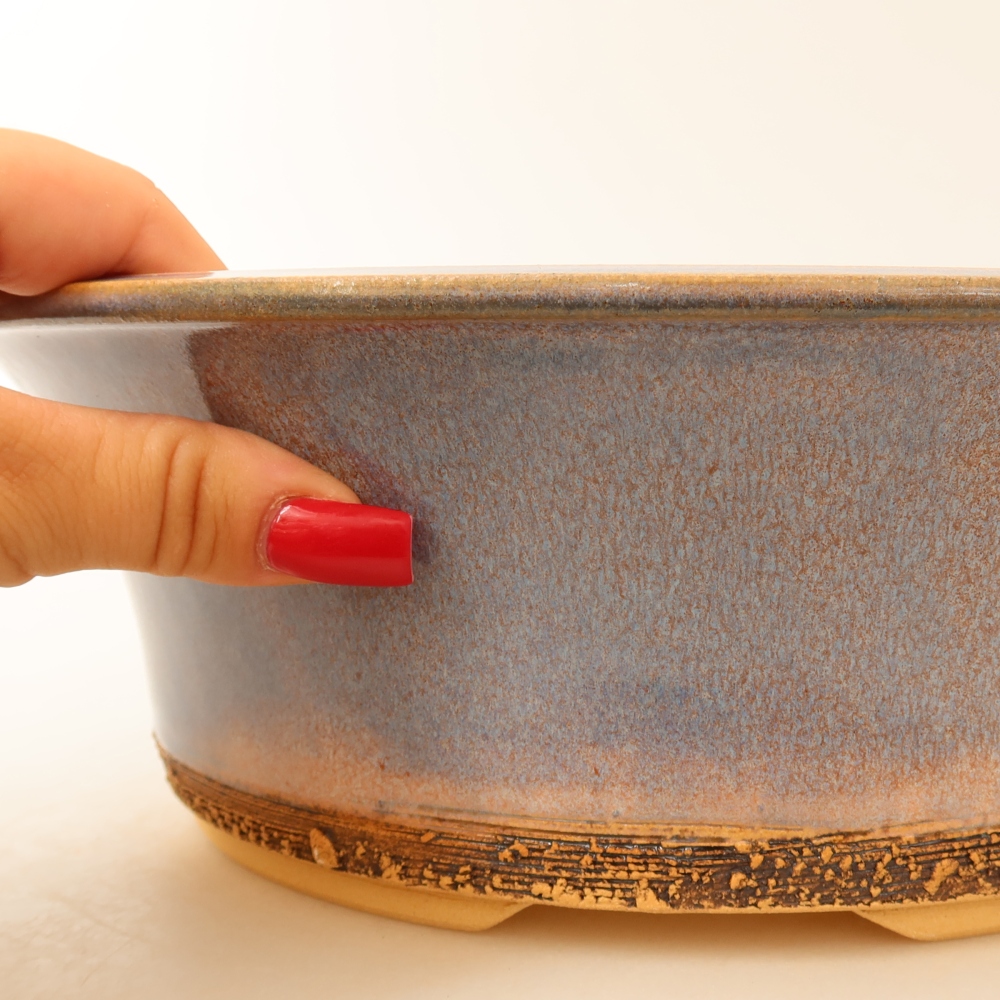 Pot à bonsaï en céramique 28,5 x 28,5 x 9,5 cm, couleur bleue