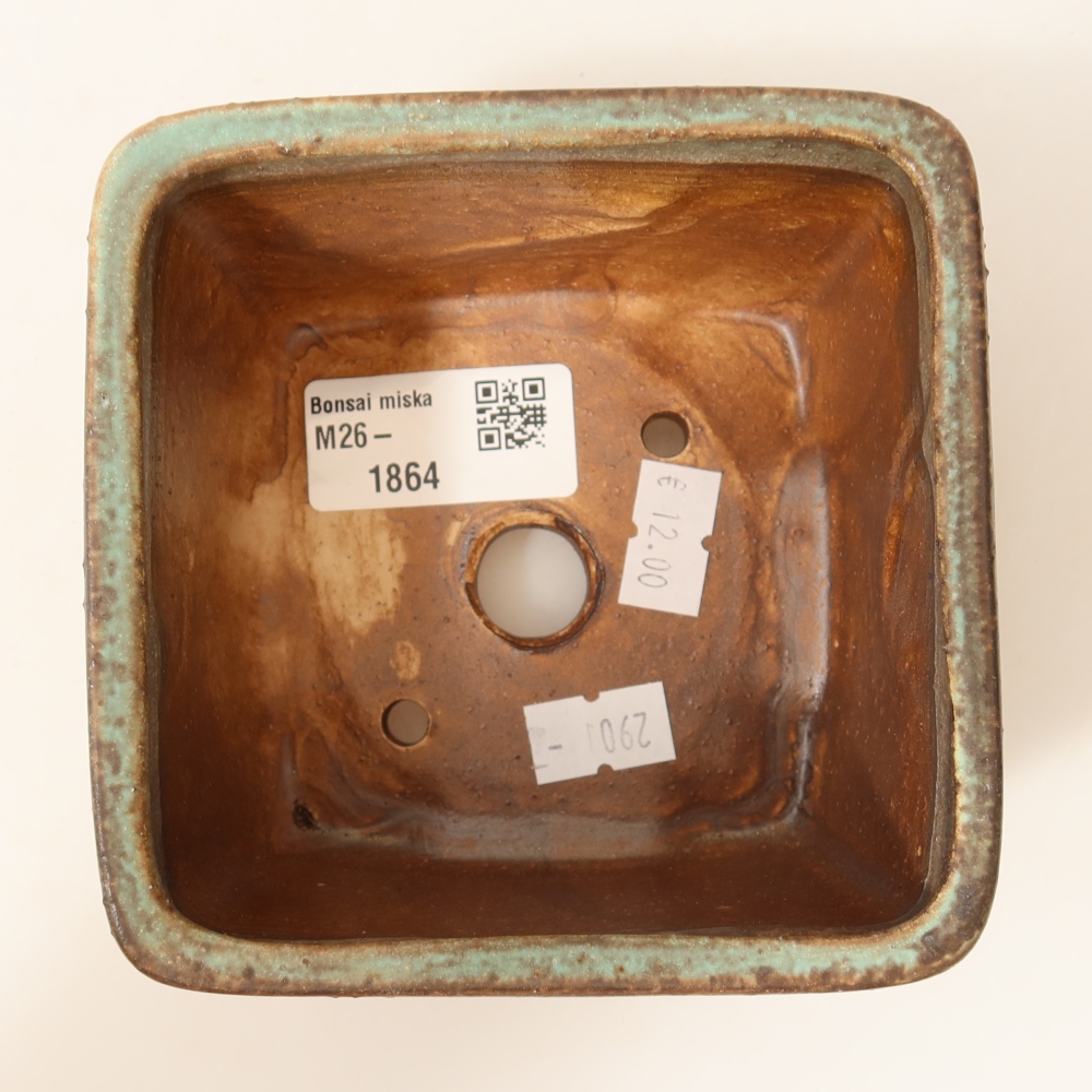 Pot à bonsaï en céramique 10,5 x 10,5 x 7 cm, couleur verte