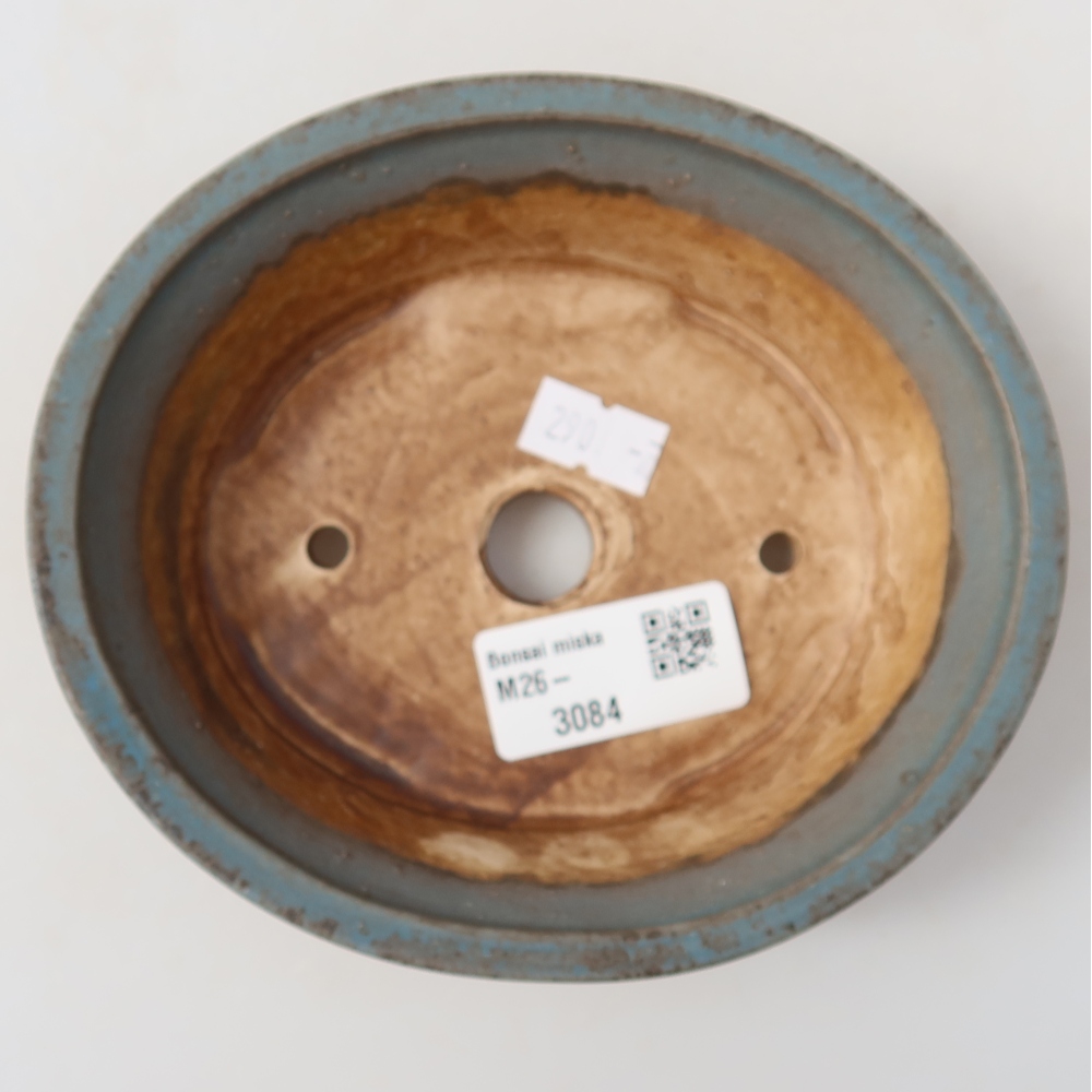 Pot à bonsaï en céramique 14,5 x 13 x 4 cm, couleur bleue