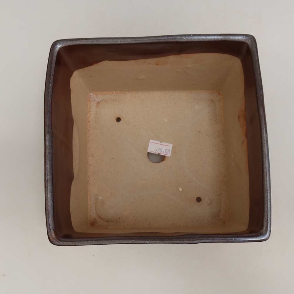 Bol à bonsaï en céramique 15 x 15 x 10,5 cm, couleur métal