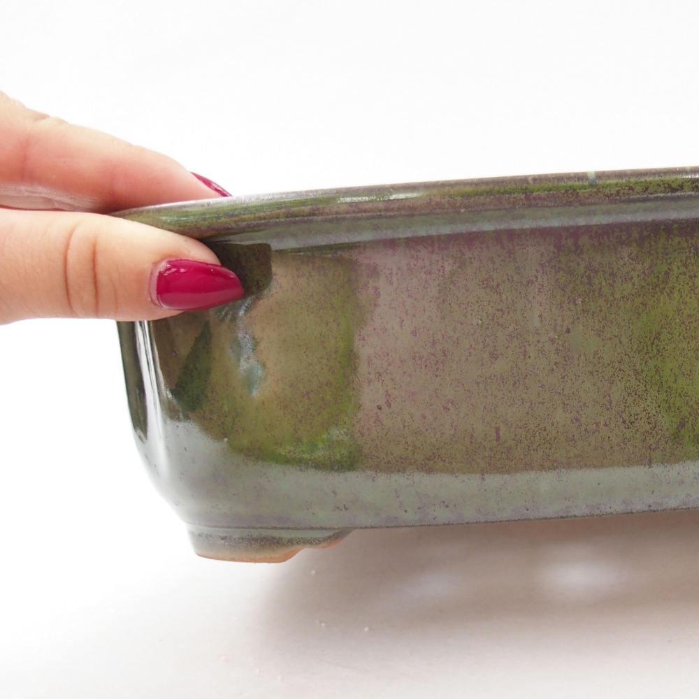 Bol à bonsaï en céramique 24,5 x 21 x 7 cm, vert