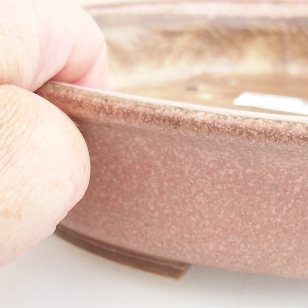 Bol à bonsaï en céramique 25,5 x 23 x 5,5 cm, rose