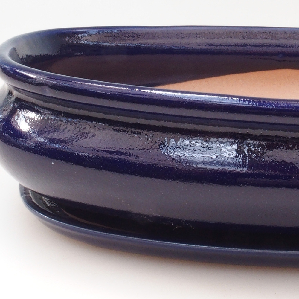 Bol bonsaï + soucoupe H15 - 25,5x17,5x6 cm - bleu