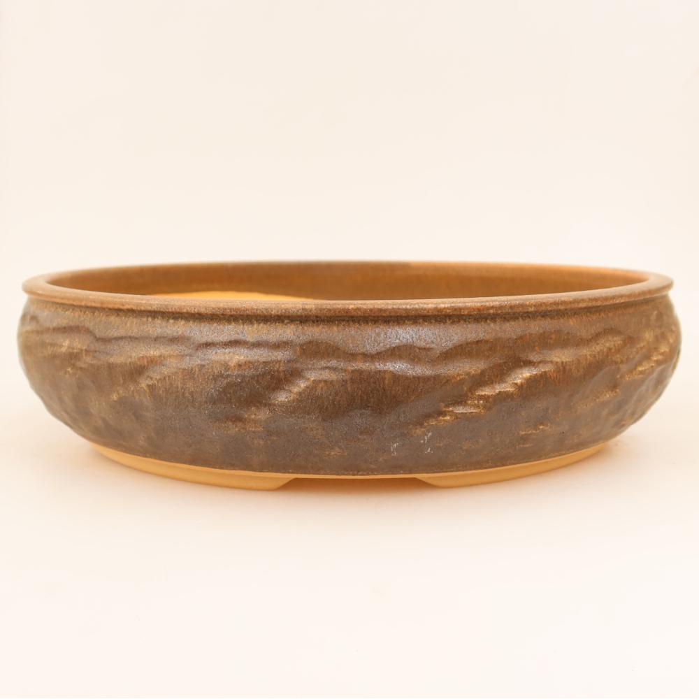 Pot à bonsaï en céramique 31 x 31 x 7,5 cm, couleur marron