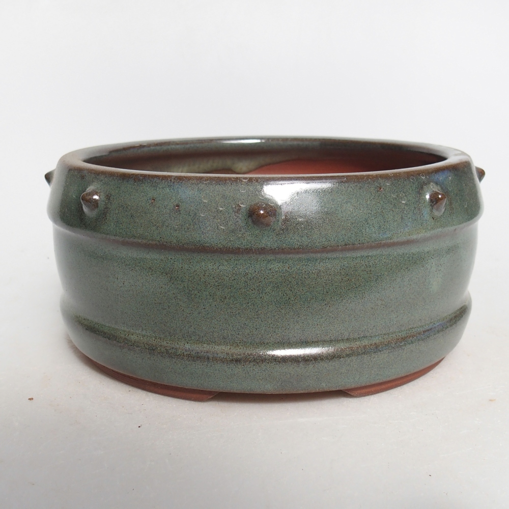 Bol à bonsaï en céramique 14,5 x 14,5 x 7 cm, vert