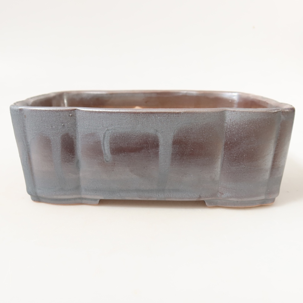 Pot à bonsaï en céramique 20,5 x 17,5 x 7 cm, couleur métallique