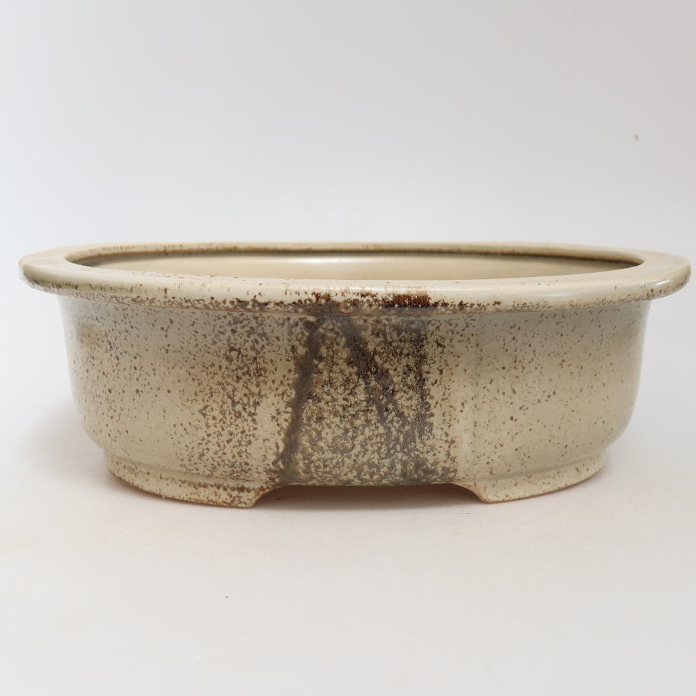 Bol à bonsaï en céramique 26 x 22 x 8 cm, couleur beige